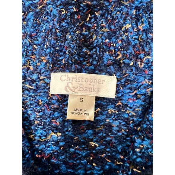 Christopher & Banks Women's Zip-Up Sweater Blue Confetti Knit Size Small - Picture 3 of 7